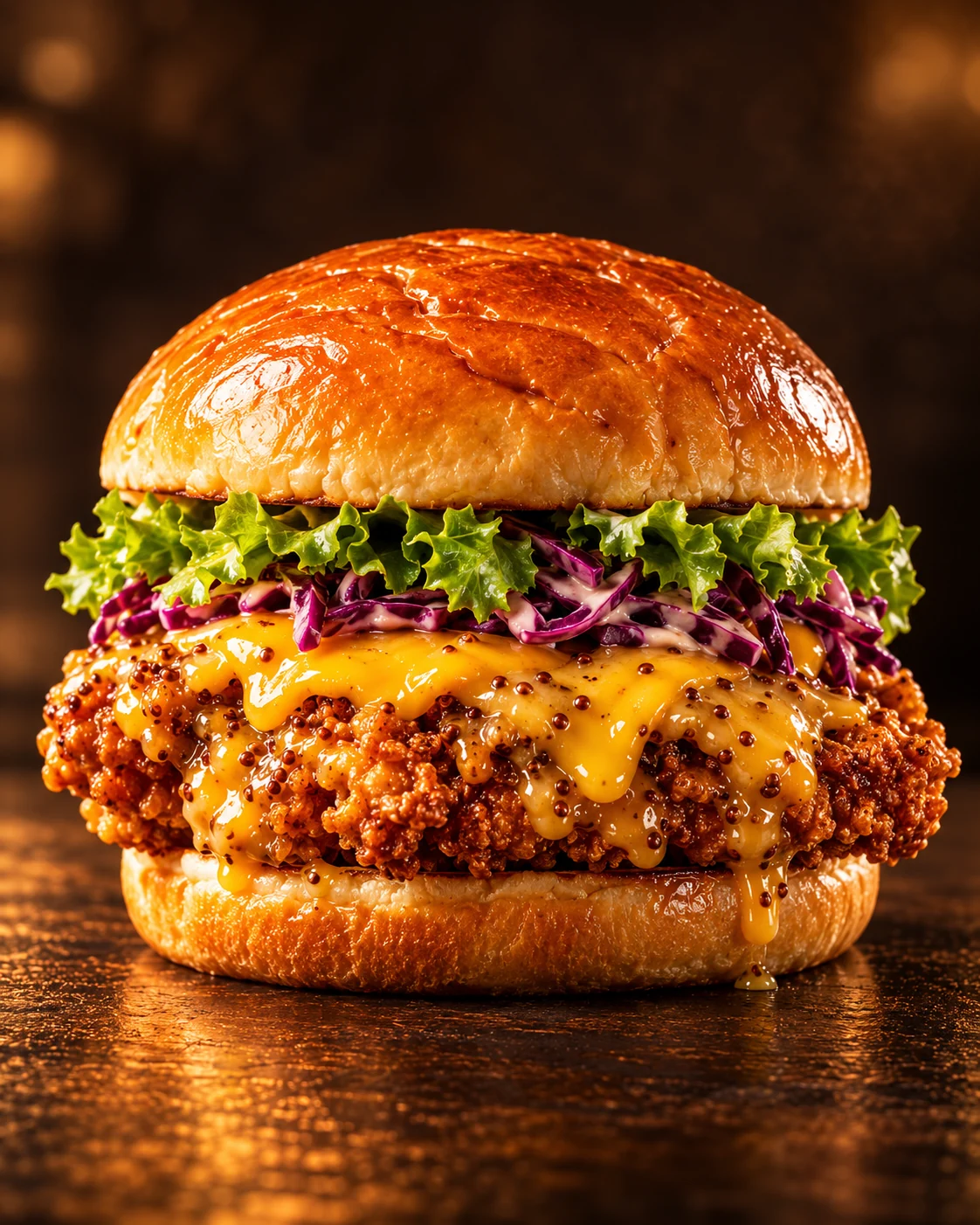 Burger di pollo croccante con salsa miele e senape